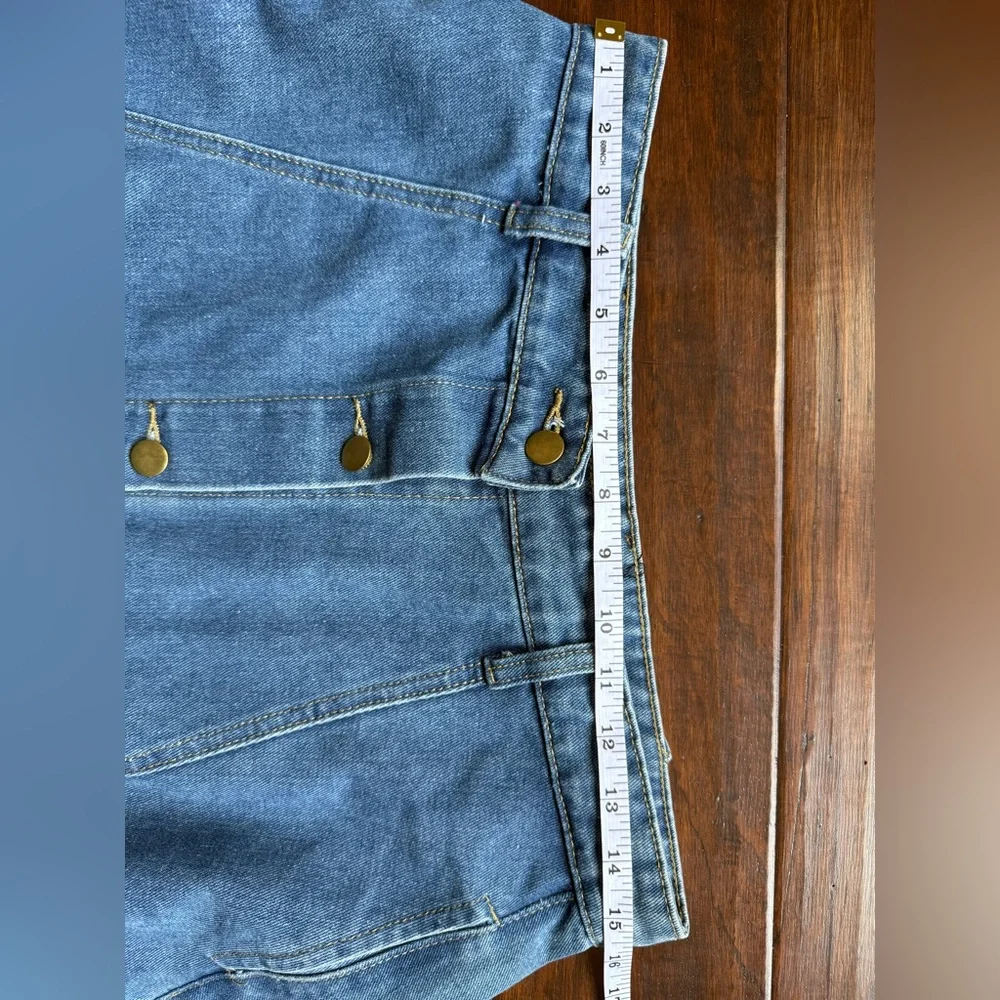 NFS Vintage 90s Denim Button-Front A-Line Skirt by Evidence - Picture 6 of 6